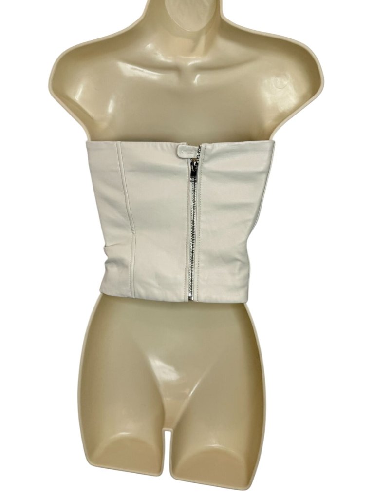 Lamarque Davina Faux Leather Bustier Corset In White Bone Nwot - Size L — image 8 of 8
